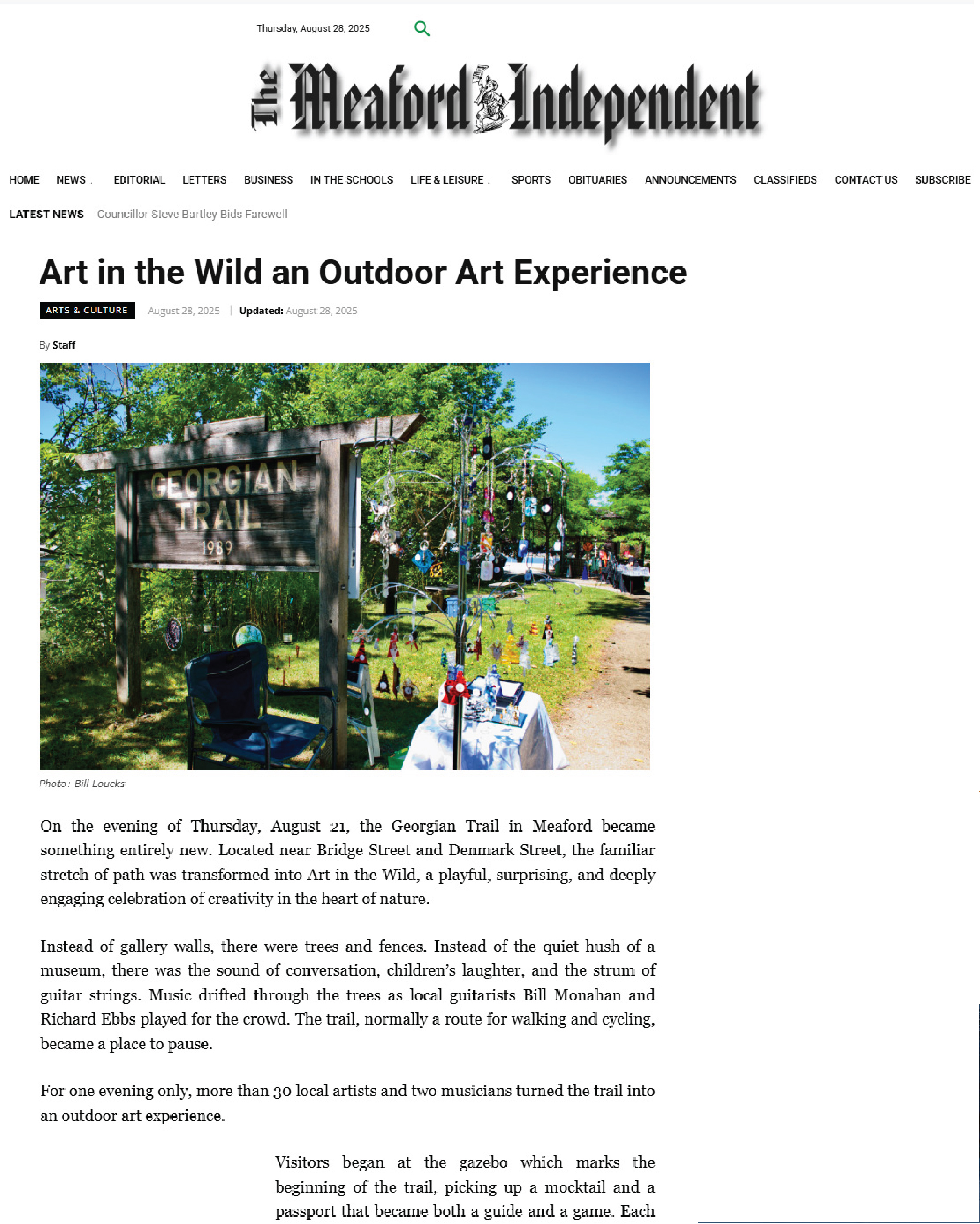 Article in Newspaper: Art in the Wild an Outdoor Art Experience